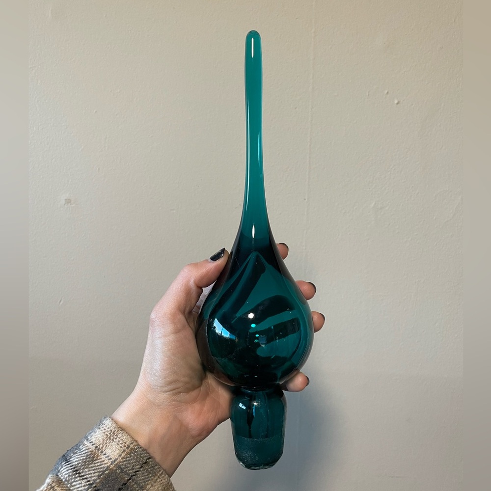 Rainbow Glass teal stopper 11”